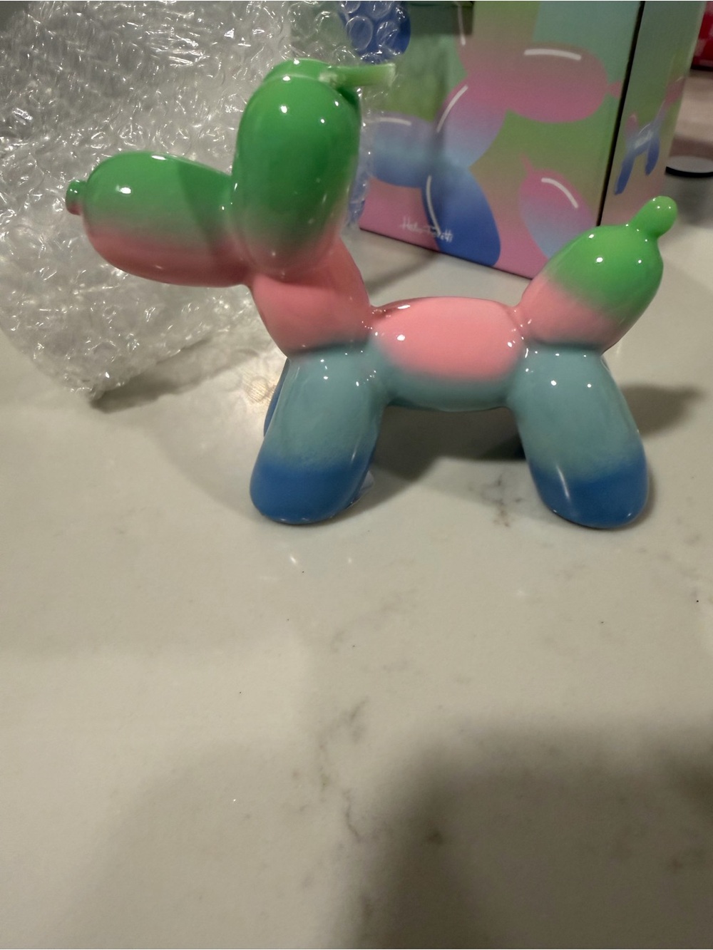 NWT Multicolor Balloon Dog Candle - Pastel Pink, Green & Blue